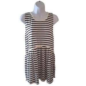 Promesa Mini Dress Lace Trim Black White Striped Sleeveless Nautical Beach